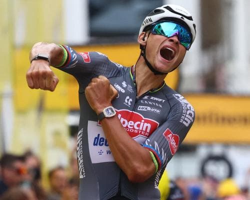 Tour de France 2025: Van der Poel sprints to stage two victory and into yellow jersey